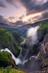 sunset, waterfall, stream, mountain, valley, canyon, norway, 2019, Norway, photo