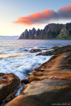 sunset, coast, senja, mountains, north, arctic, pastel, norway, 2024, photo