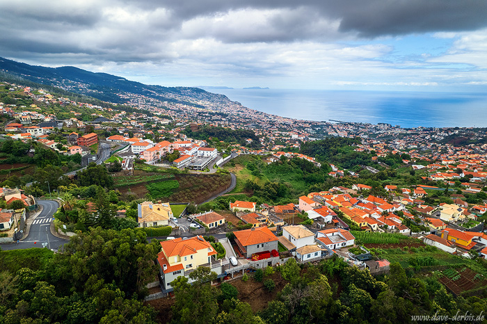 drone, ocean, town, funchal, mountains, coast, aerial, madeira, 2024, photo