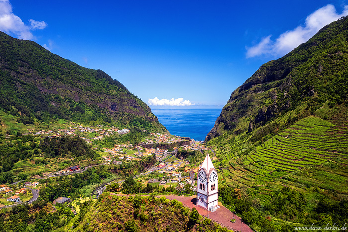 drone, volcanic, ocean, church, mountains, coast, aerial, madeira, 2024, photo